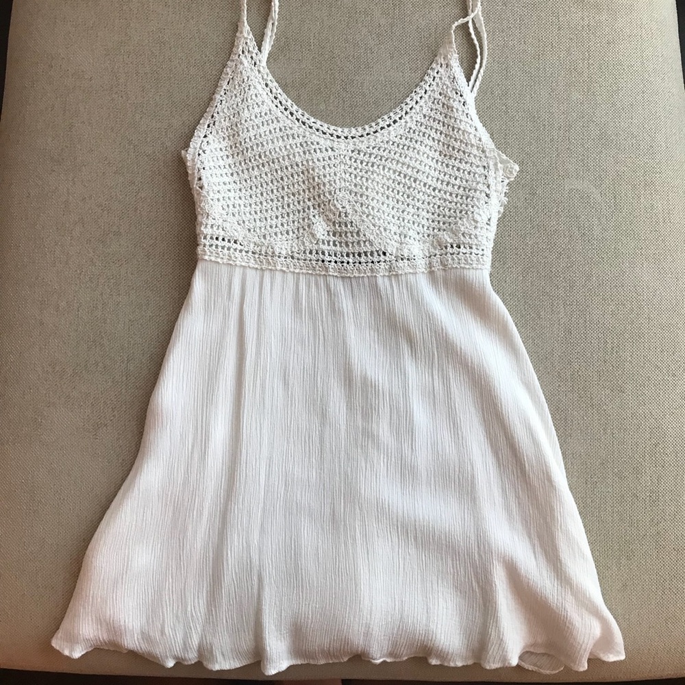 LF White Crochet Top Day Dress